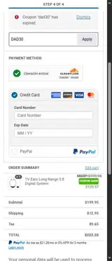 TV Ears coupon verification screenshot