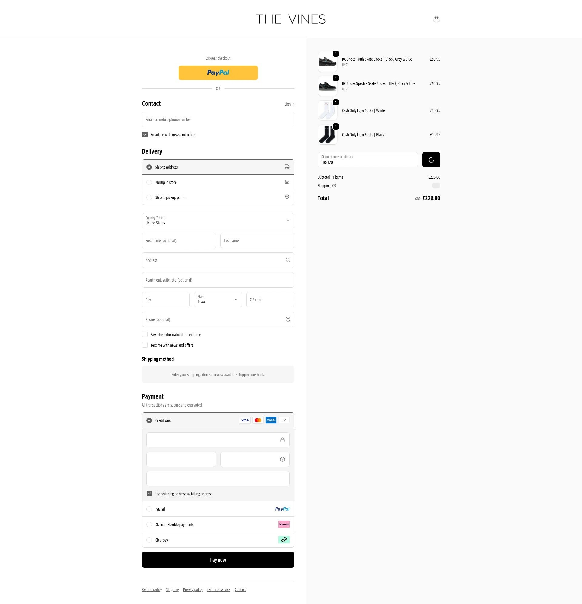 The Vines Supply checkout page showing The Vines Supply promo code box | Screenshot taken by SimplyCodes community member on Dec 23, 2025