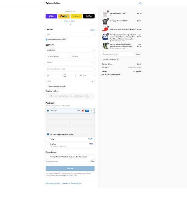 TV Store Online checkout page showing TV Store Online coupon code box | Screenshot taken by SimplyCodes community member on Sep 10, 2025