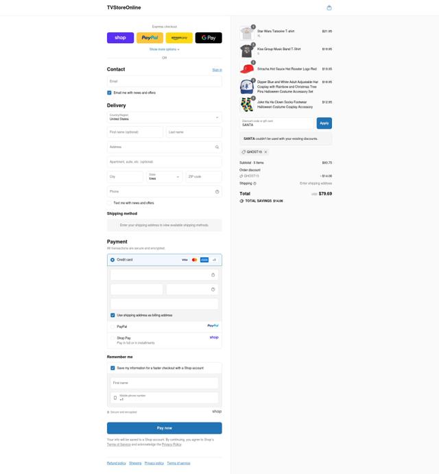 TV Store Online checkout page showing TV Store Online coupon code box | Screenshot taken by SimplyCodes community member on Sep 10, 2025