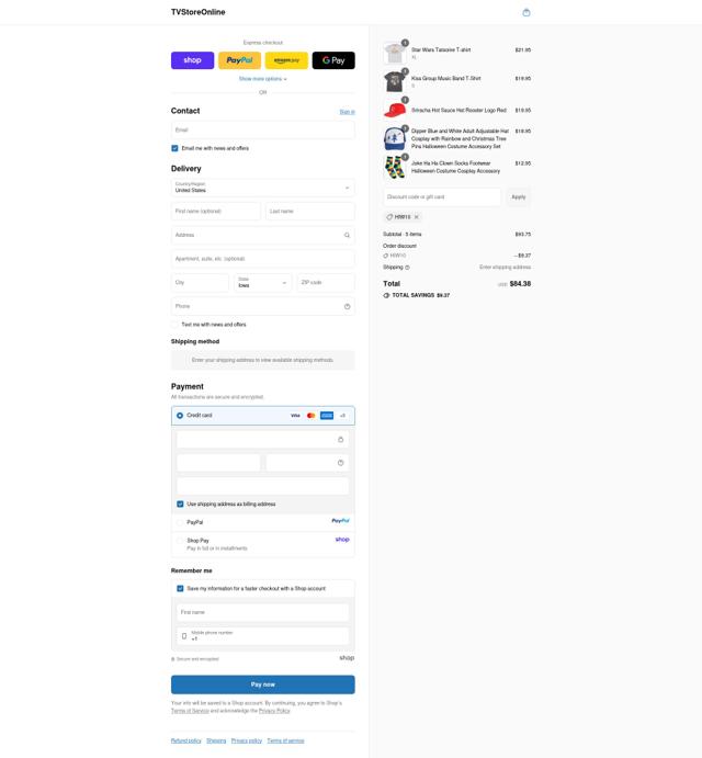 TV Store Online checkout page showing TV Store Online coupon code box | Screenshot taken by SimplyCodes community member on Sep 10, 2025