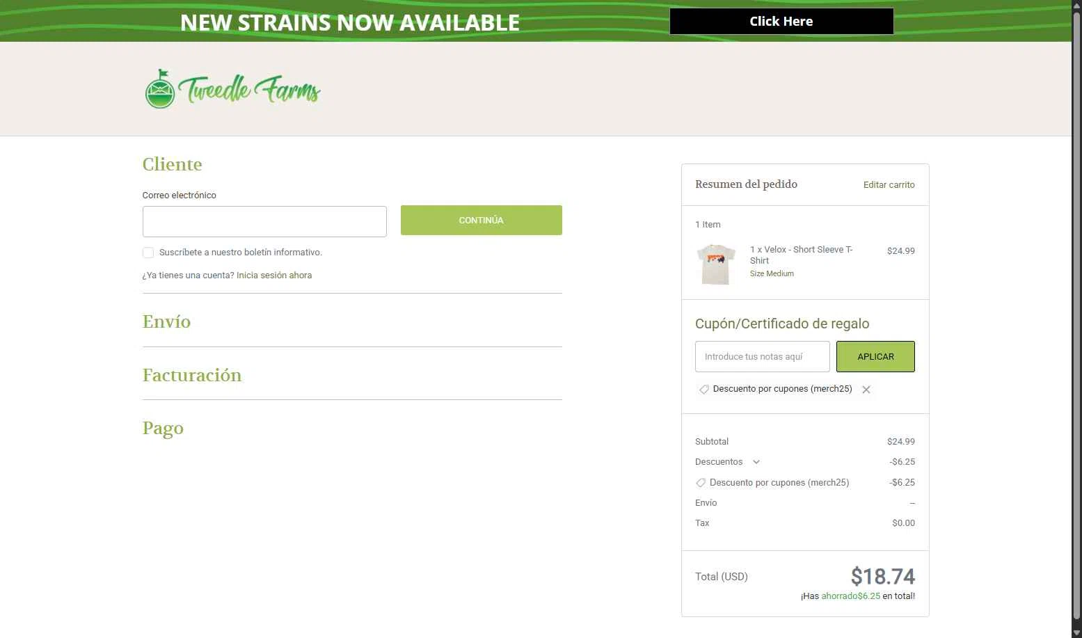 Tweedle Farms checkout page showing Tweedle Farms coupon code box | Screenshot taken by SimplyCodes community member on Jan 30, 2026