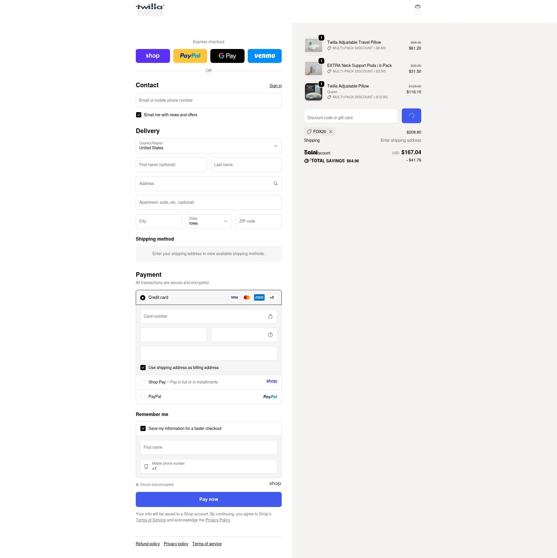Twilla checkout page showing Twilla promo code box | Screenshot taken by SimplyCodes community member on Dec 24, 2025