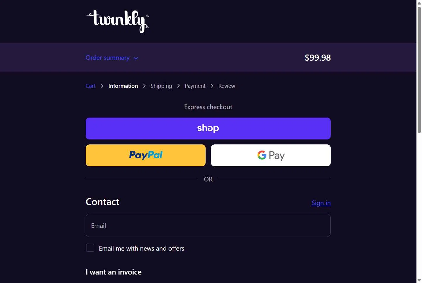 Twinkly checkout page showing Twinkly discount code box | Screenshot taken by SimplyCodes community member on Nov 14, 2025