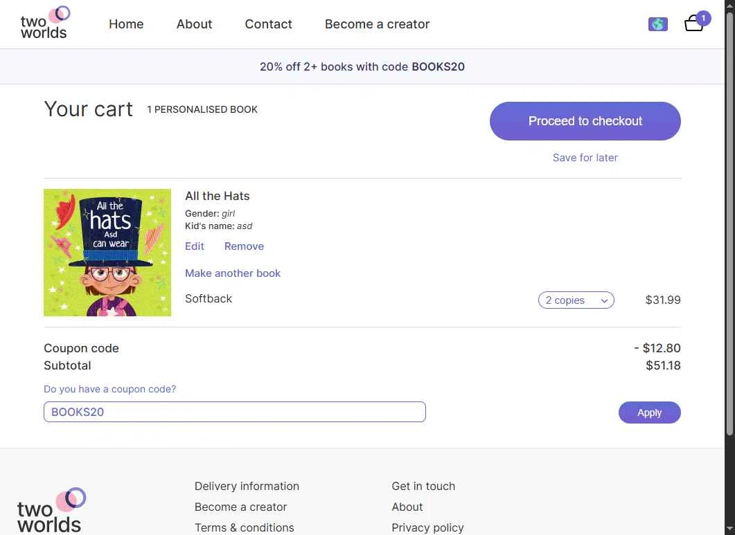 Two Worlds checkout page showing Two Worlds promo code box | Screenshot taken by SimplyCodes community member on Jan 8, 2026