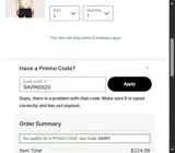 SAVINGS20 coupon verification screenshot