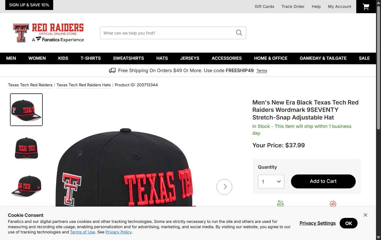 Texas Tech Red Raiders Shop checkout page showing Texas Tech Red Raiders Shop promo code box | Screenshot taken by SimplyCodes community member on Feb 9, 2026