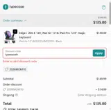 typecaseh coupon verification screenshot