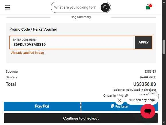 Typo checkout page showing Typo promo code box | Screenshot taken by SimplyCodes community member on Nov 27, 2025