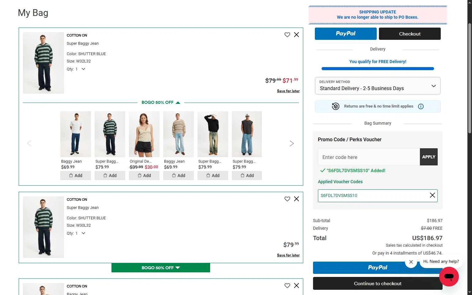 Typo checkout page showing Typo promo code box | Screenshot taken by SimplyCodes community member on Jan 31, 2026