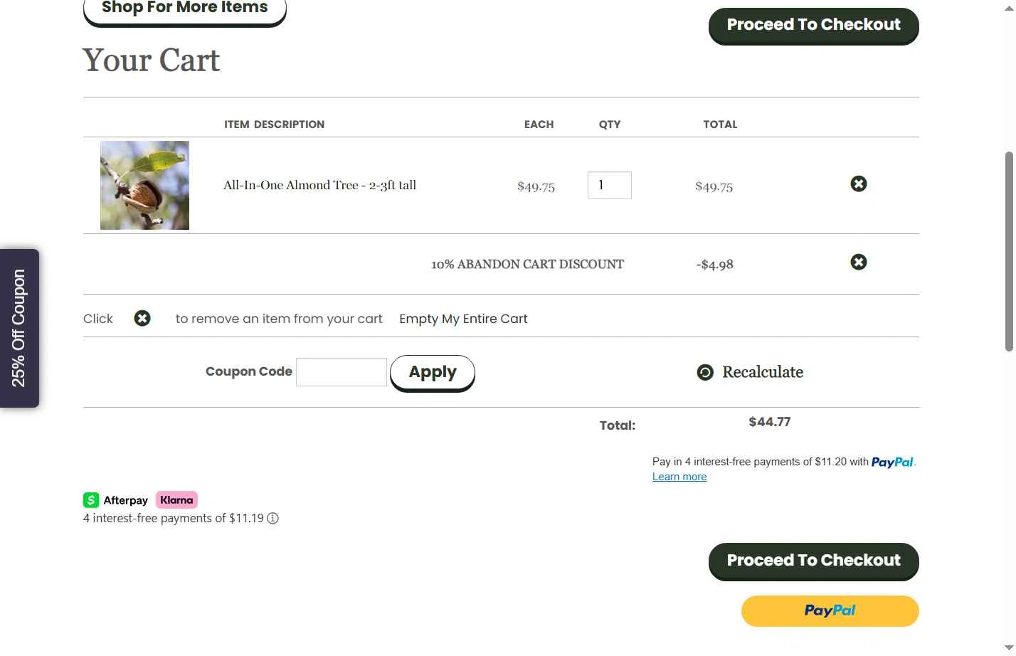 Ty Ty Nursery checkout page showing Ty Ty Nursery coupon code box | Screenshot taken by SimplyCodes community member on Dec 23, 2025