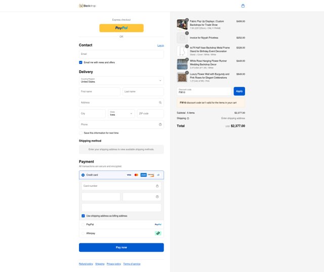 UBackdrop checkout page showing UBackdrop coupon code box | Screenshot taken by SimplyCodes community member on Sep 4, 2025