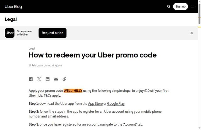 Uber checkout page showing Uber promo code box | Screenshot taken by SimplyCodes community member on Aug 14, 2025