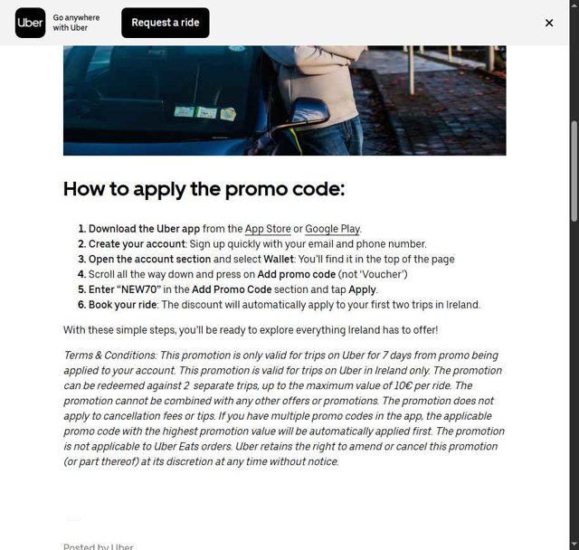 Uber checkout page showing Uber promo code box | Screenshot taken by SimplyCodes community member on Aug 20, 2025