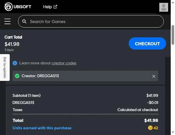 Ubisoft checkout page showing Ubisoft promo code box | Screenshot taken by SimplyCodes community member on Dec 1, 2025