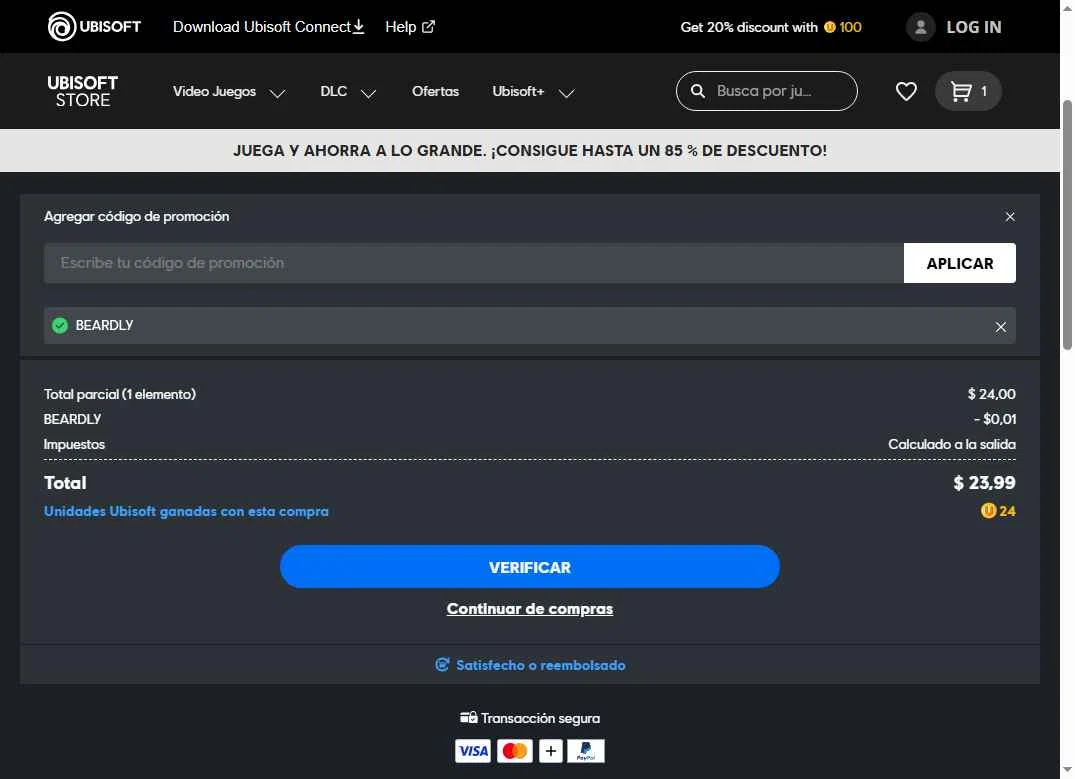 Ubisoft checkout page showing Ubisoft promo code box | Screenshot taken by SimplyCodes community member on Jan 23, 2026