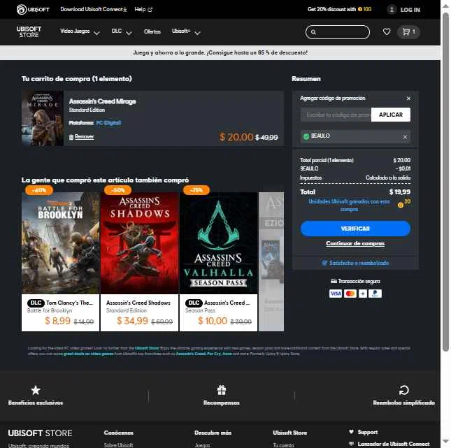 Ubisoft checkout page showing Ubisoft promo code box | Screenshot taken by SimplyCodes community member on Jan 25, 2026