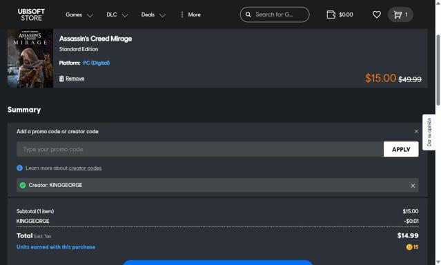 Ubisoft Store checkout page showing Ubisoft Store promo code box | Screenshot taken by SimplyCodes community member on Sep 24, 2025