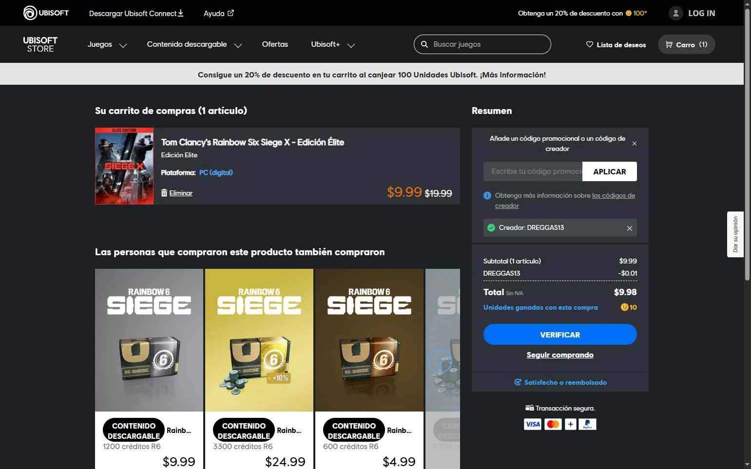 Ubisoft Store checkout page showing Ubisoft Store promo code box | Screenshot taken by SimplyCodes community member on Dec 5, 2025
