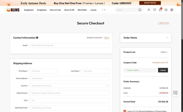 Ublins checkout page showing Ublins coupon code box | Screenshot taken by SimplyCodes community member on Sep 5, 2025