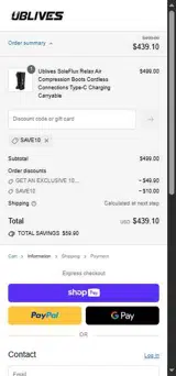 SAVE10 coupon verification screenshot