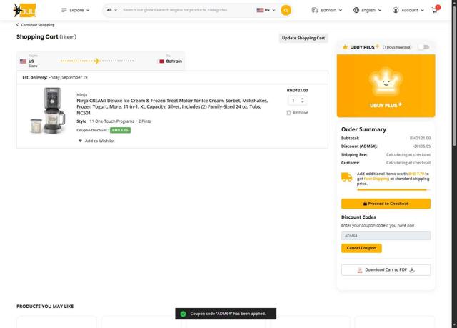 Ubuy checkout page showing Ubuy promo code box | Screenshot taken by SimplyCodes community member on Sep 11, 2025