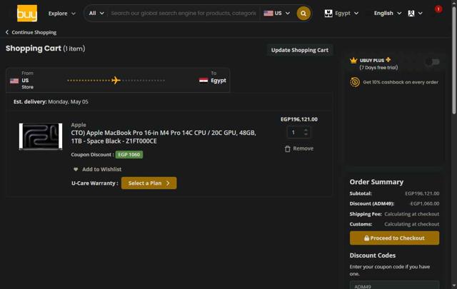Ubuy checkout page showing Ubuy promo code box | Screenshot taken by SimplyCodes community member on Apr 27, 2025