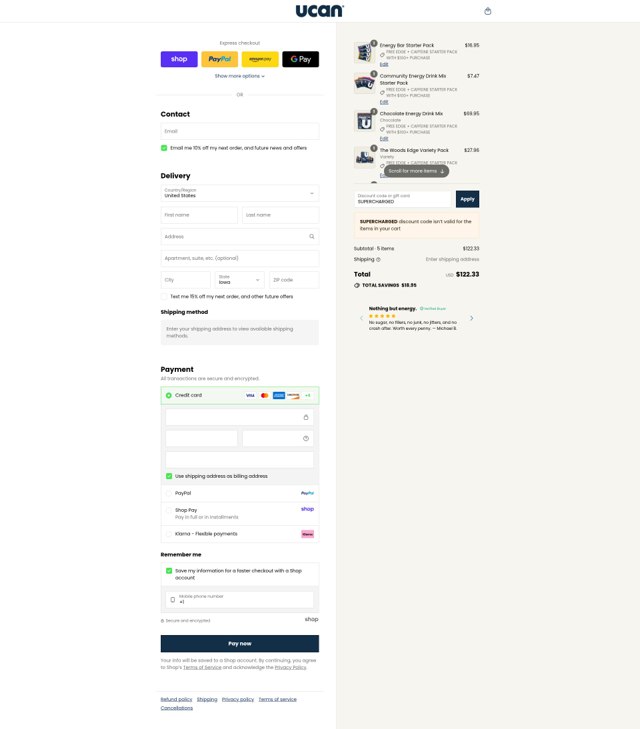 UCAN checkout page showing UCAN promo code box | Screenshot taken by SimplyCodes community member on Sep 6, 2025