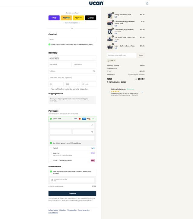 UCAN checkout page showing UCAN promo code box | Screenshot taken by SimplyCodes community member on Sep 6, 2025