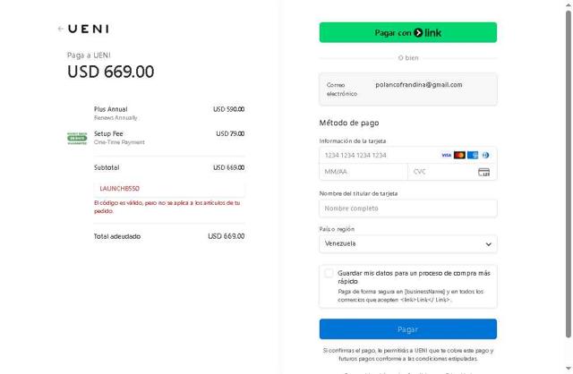 UENI US checkout page showing UENI US promo code box | Screenshot taken by SimplyCodes community member on Sep 14, 2025