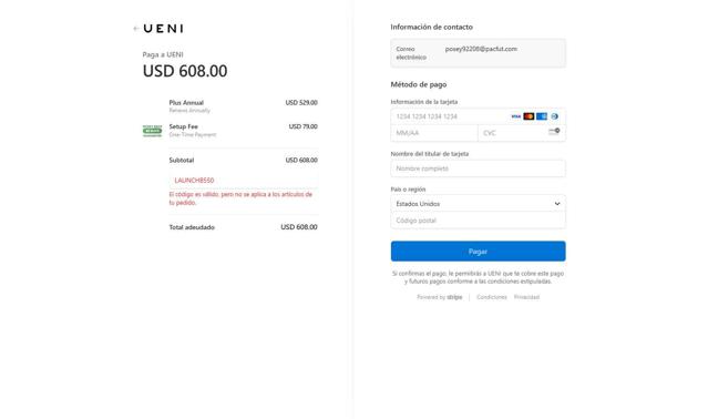 UENI US checkout page showing UENI US promo code box | Screenshot taken by SimplyCodes community member on Jul 17, 2025