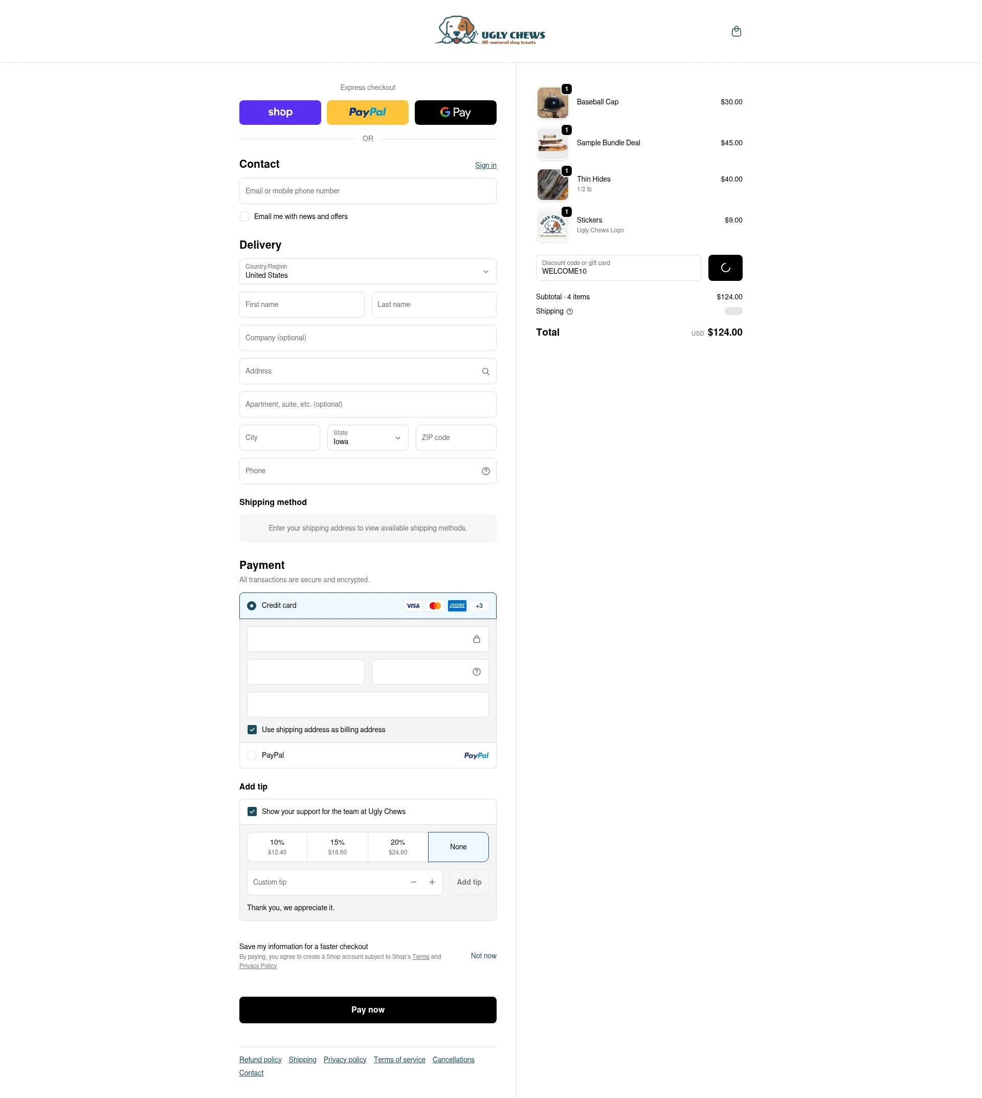 Ugly Chews checkout page showing Ugly Chews discount code box | Screenshot taken by SimplyCodes community member on Feb 26, 2026