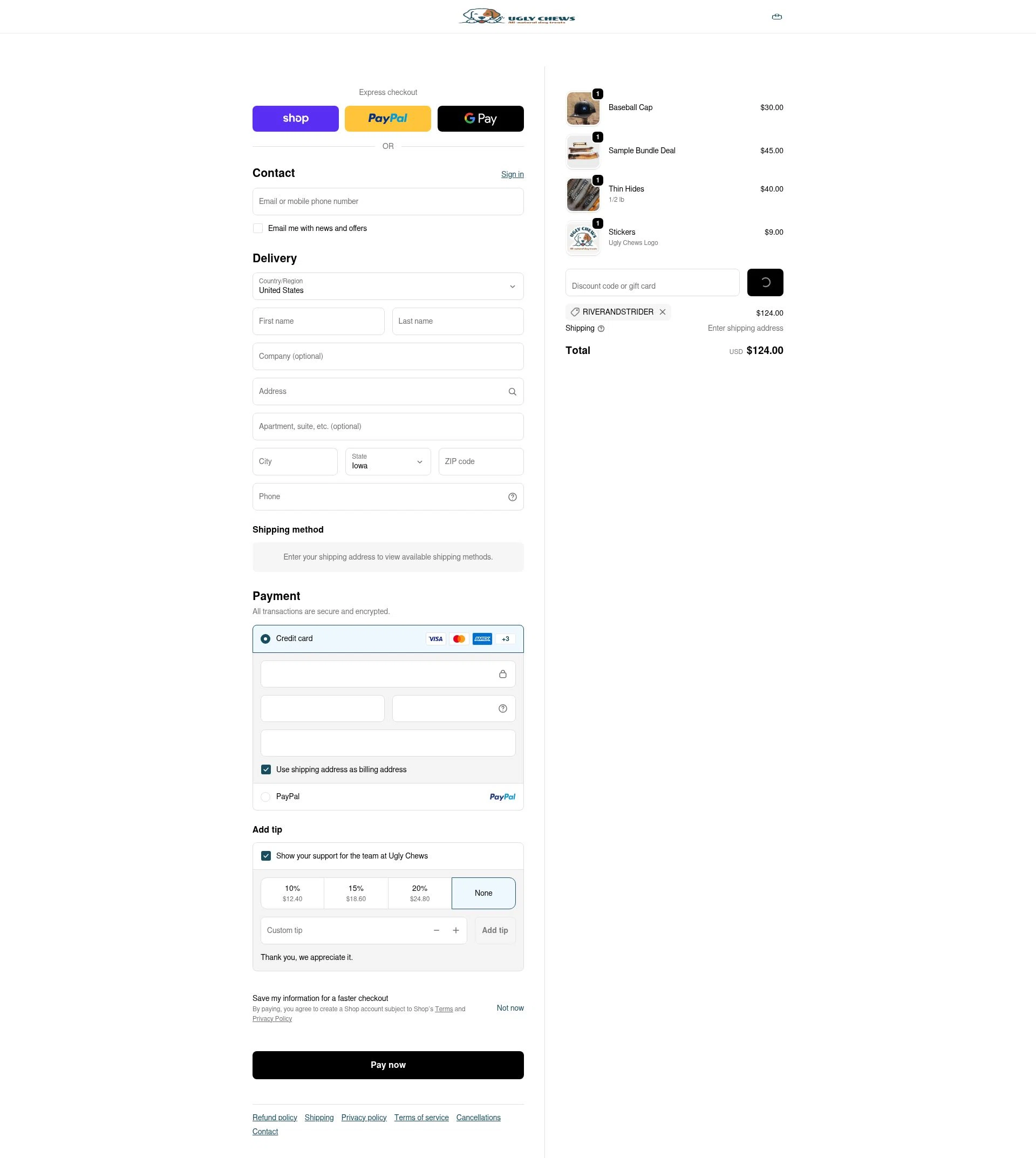 Ugly Chews checkout page showing Ugly Chews discount code box | Screenshot taken by SimplyCodes community member on Feb 26, 2026