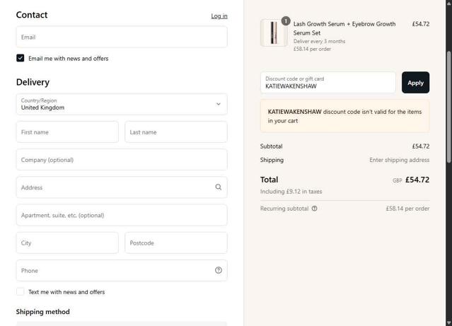 Uklash UK checkout page showing Uklash UK discount code box | Screenshot taken by SimplyCodes community member on Sep 4, 2025