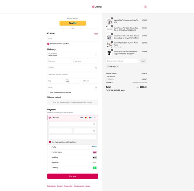 Ulanzi checkout page showing Ulanzi discount code box | Screenshot taken by SimplyCodes community member on Sep 14, 2025