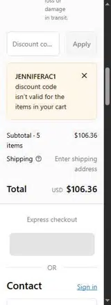JenniferAC1 coupon verification screenshot