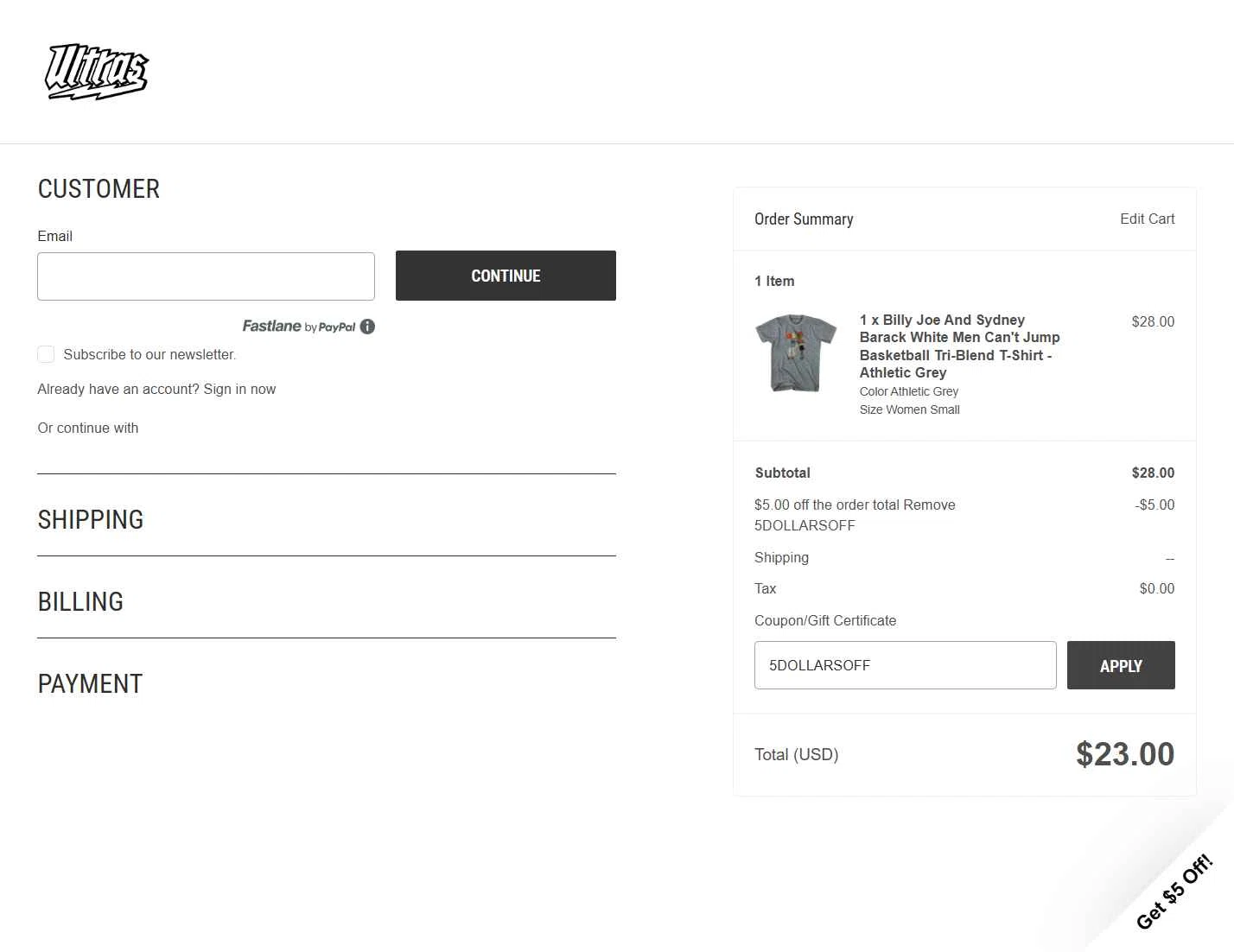 Ultras checkout page showing Ultras coupon code box | Screenshot taken by SimplyCodes community member on Oct 3, 2025