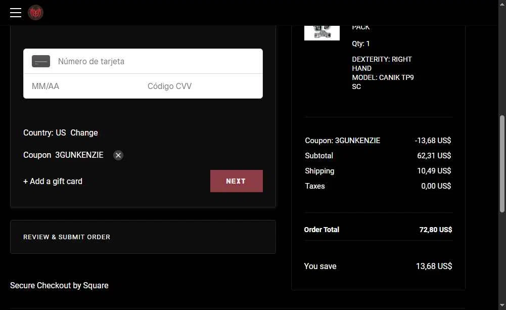 UM Tactical checkout page showing UM Tactical promo code box | Screenshot taken by SimplyCodes community member on Jan 8, 2026