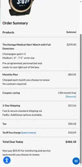 Caring coupon verification screenshot