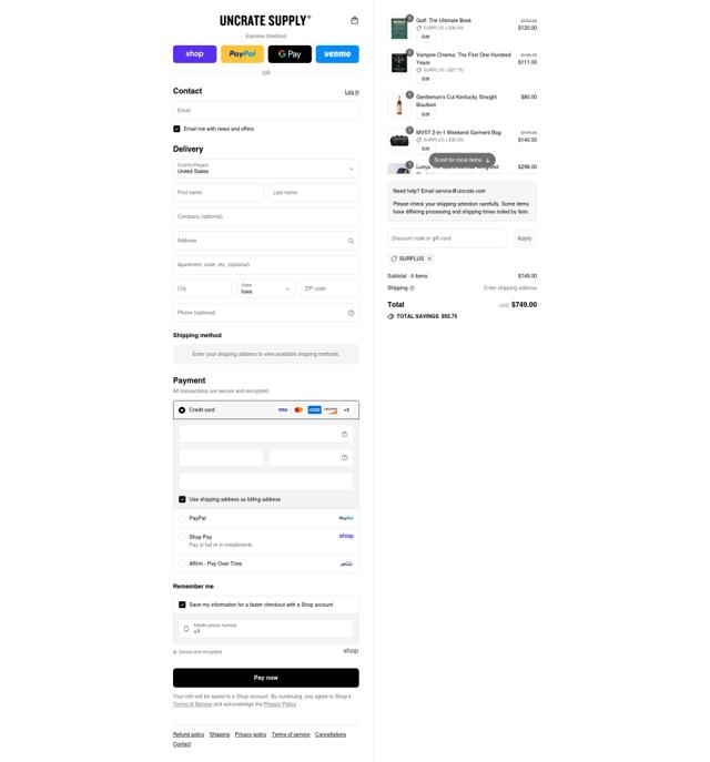 Uncrate checkout page showing Uncrate discount code box | Screenshot taken by SimplyCodes community member on Sep 3, 2025