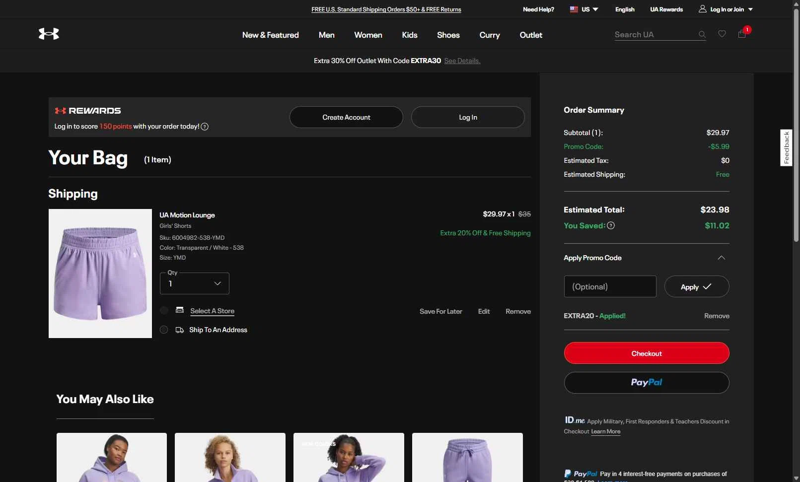 Under Armour checkout page showing Under Armour promo code box | Screenshot taken by SimplyCodes community member on Dec 31, 2025