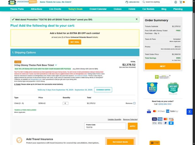 Undercover Tourist checkout page showing Undercover Tourist promo code box | Screenshot taken by SimplyCodes community member on Sep 3, 2025