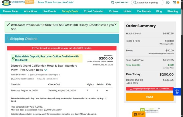 Undercover Tourist checkout page showing Undercover Tourist promo code box | Screenshot taken by SimplyCodes community member on Jul 13, 2025