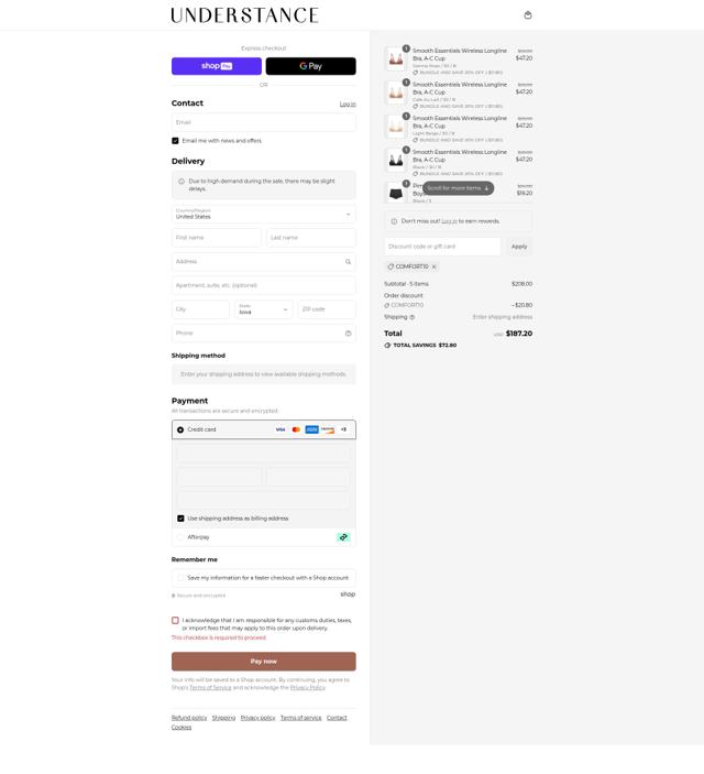 Understance checkout page showing Understance coupon code box | Screenshot taken by SimplyCodes community member on Aug 1, 2025