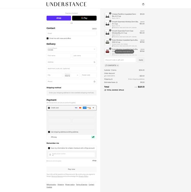 Understance checkout page showing Understance coupon code box | Screenshot taken by SimplyCodes community member on Sep 8, 2025