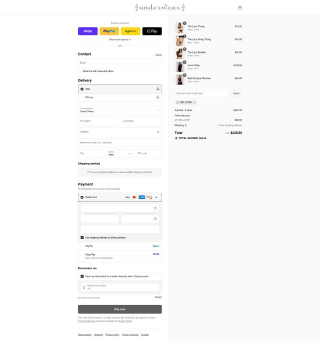 Underwear checkout page showing Underwear promo code box | Screenshot taken by SimplyCodes community member on Sep 3, 2025