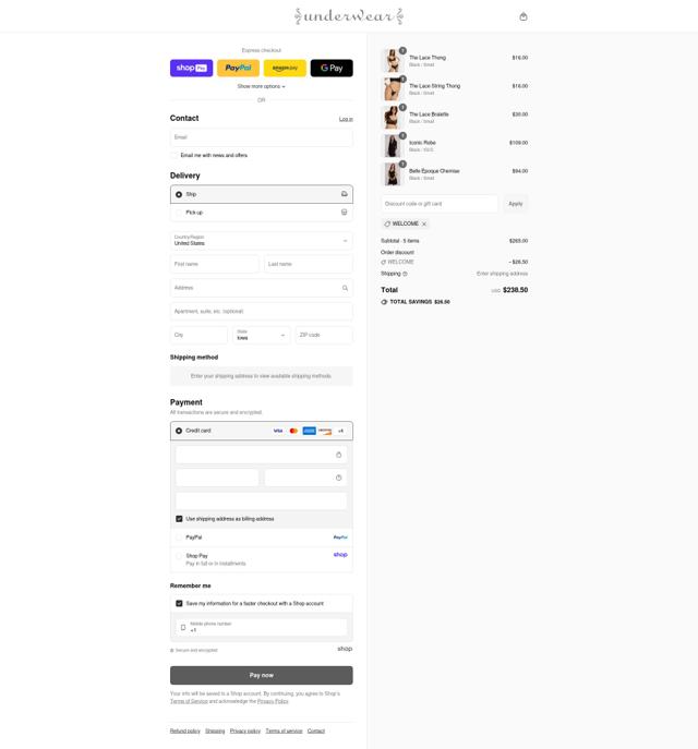 Underwear checkout page showing Underwear promo code box | Screenshot taken by SimplyCodes community member on Aug 26, 2025