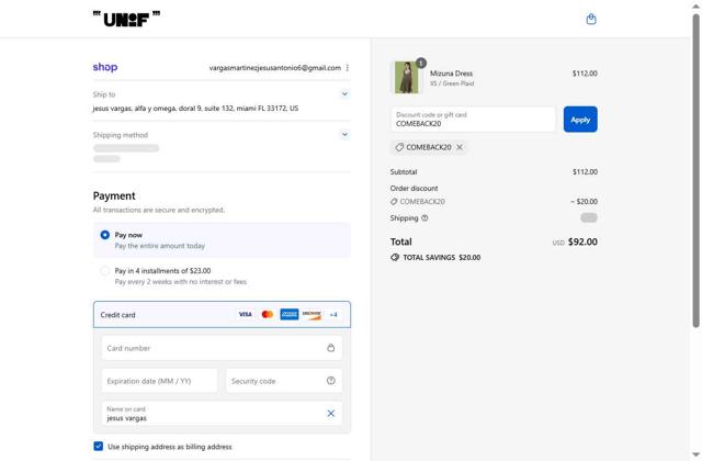 UNIF checkout page showing UNIF discount code box | Screenshot taken by SimplyCodes community member on Sep 6, 2025