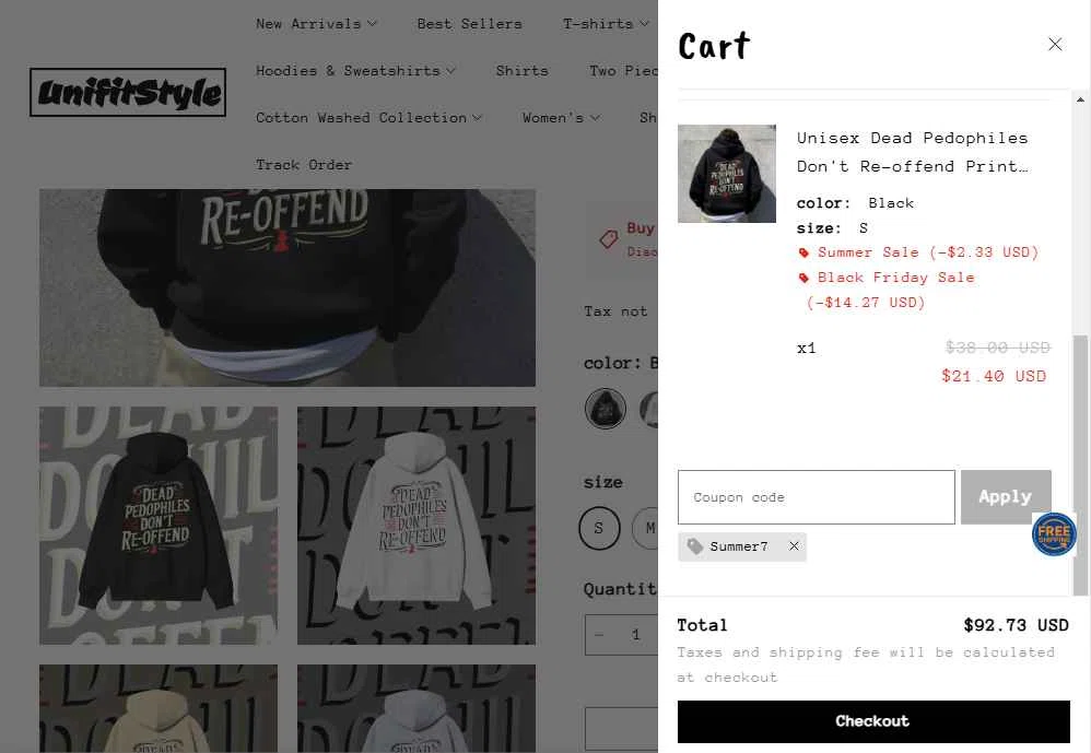 UnifitStyle checkout page showing UnifitStyle coupon code box | Screenshot taken by SimplyCodes community member on Nov 17, 2025