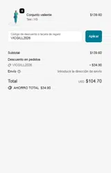 VICGILL2026 coupon verification screenshot